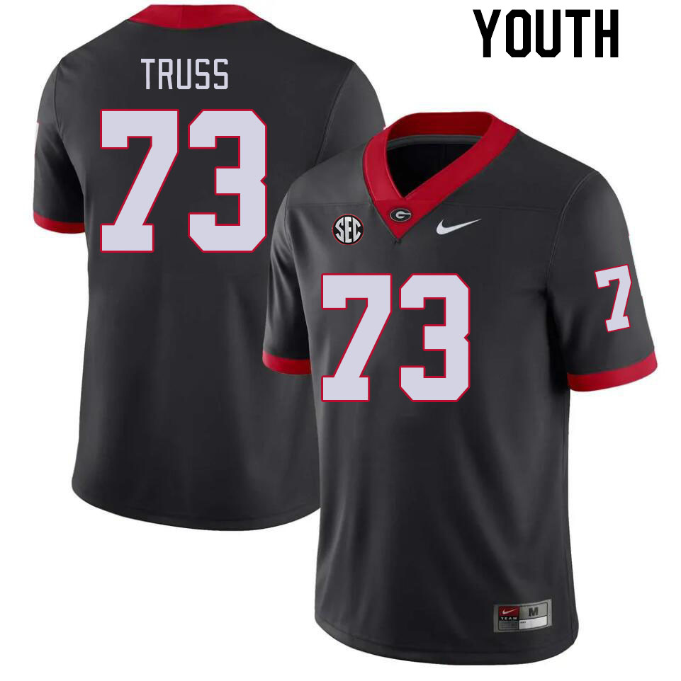 Youth #73 Xavier Truss Georgia Bulldogs College Football Jerseys Stitched-Black - Click Image to Close